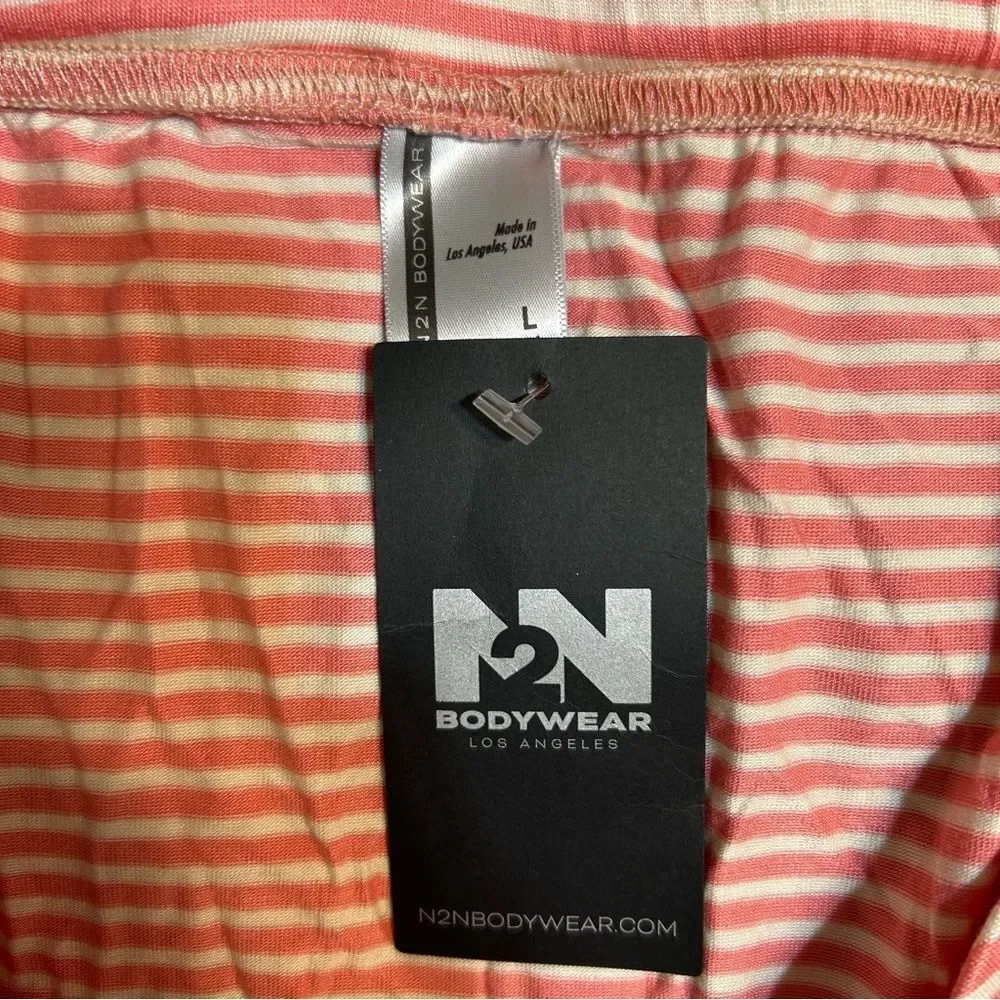 N2N Bodywear Candy Boy Stretch Biker Shorts Pink White Stripes Large New